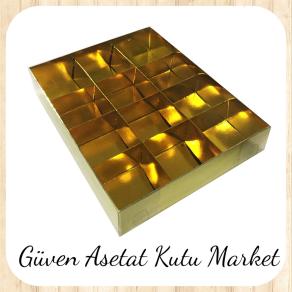 15x20x3 Altı Gold Karton Üstü Asetat İçi 12 Bölmeli kutu